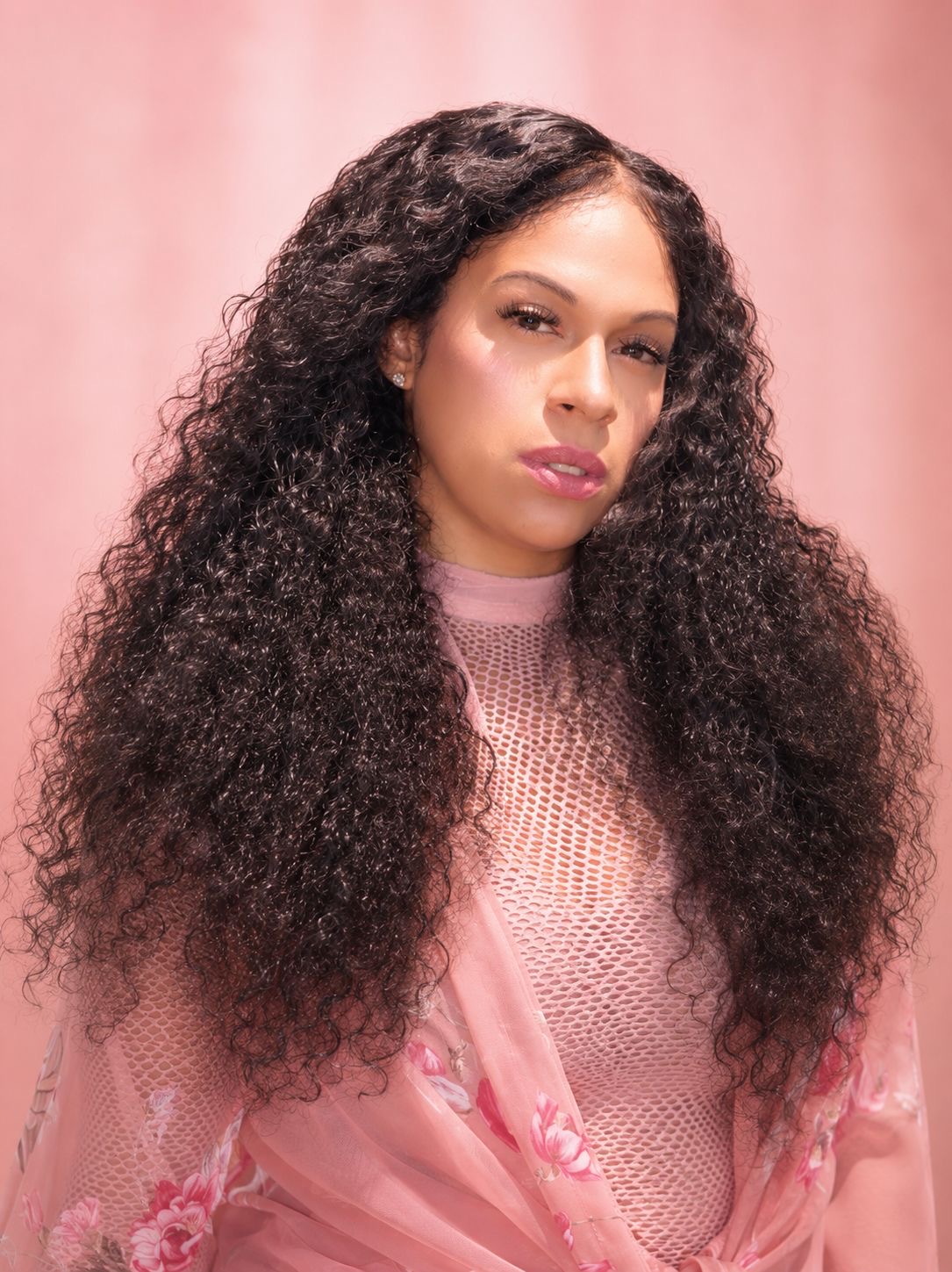 Client wearing Ebony Jadeite hair